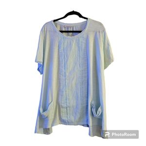 LOGO Slub Knit Short Sleeve Shirt with Pockets Light Blue 3X